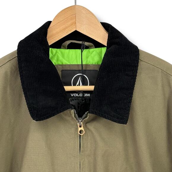 Volcom Voider Lined Jacket Men's Size XL Olive Green Corduroy Collar - Picture 2 of 11
